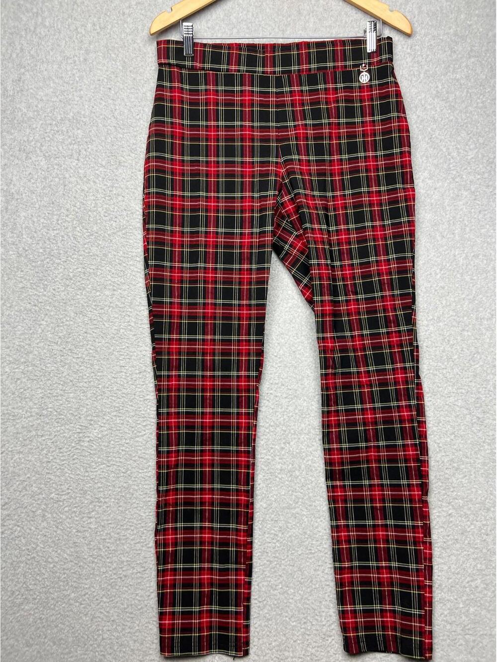Tommy Hilfiger Women's Pull On Ankle Pants Size 12 Preppy Classic Tartan Plaid